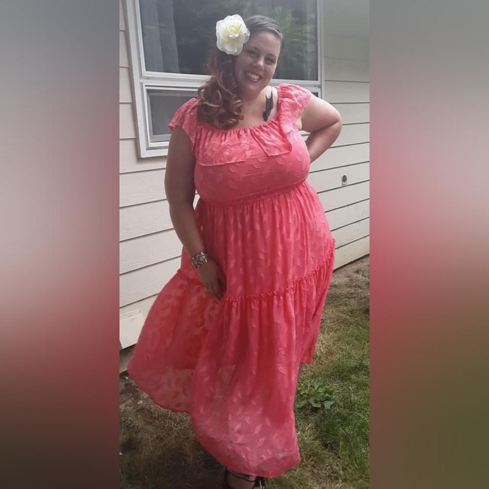 Lane Bryant Coral Off-Shoulder Maxi Dress